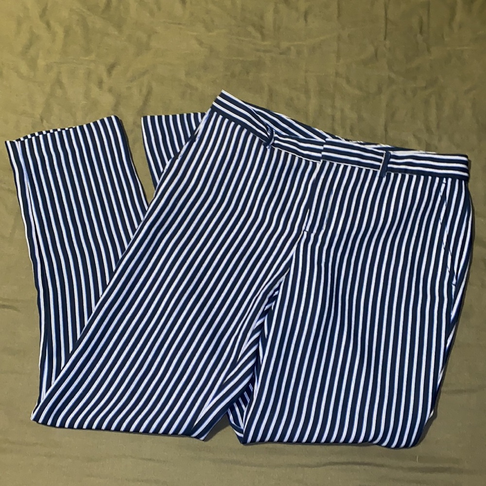 Banana Republic navy, light blue, white stripped pants